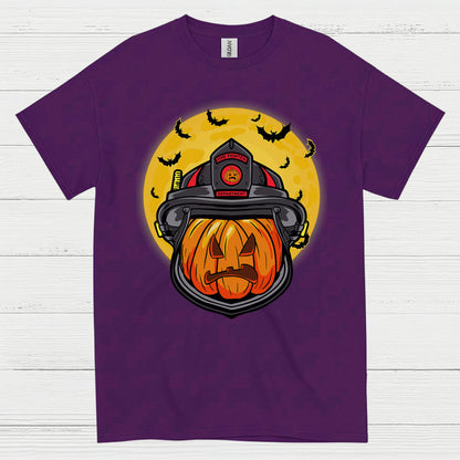 Firefighter Pumpkin Helmet Halloween T Shirt
