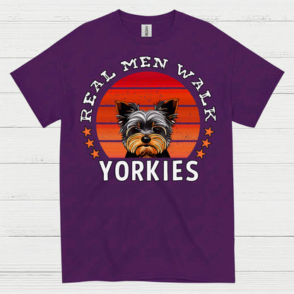 Real Men Walk Yorkies Funny Dog Dad T Shirt