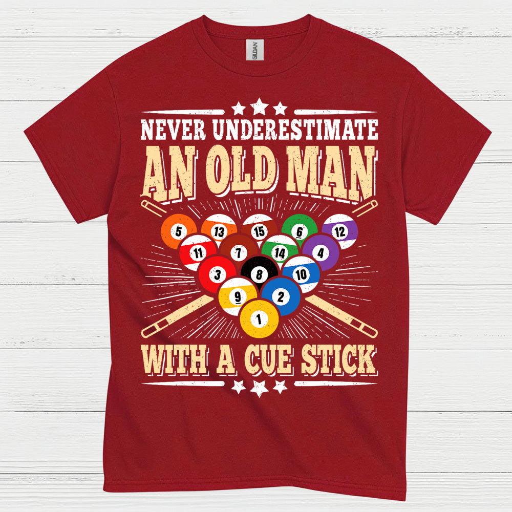 Never Underestimate An Old Man Pool T Shirt