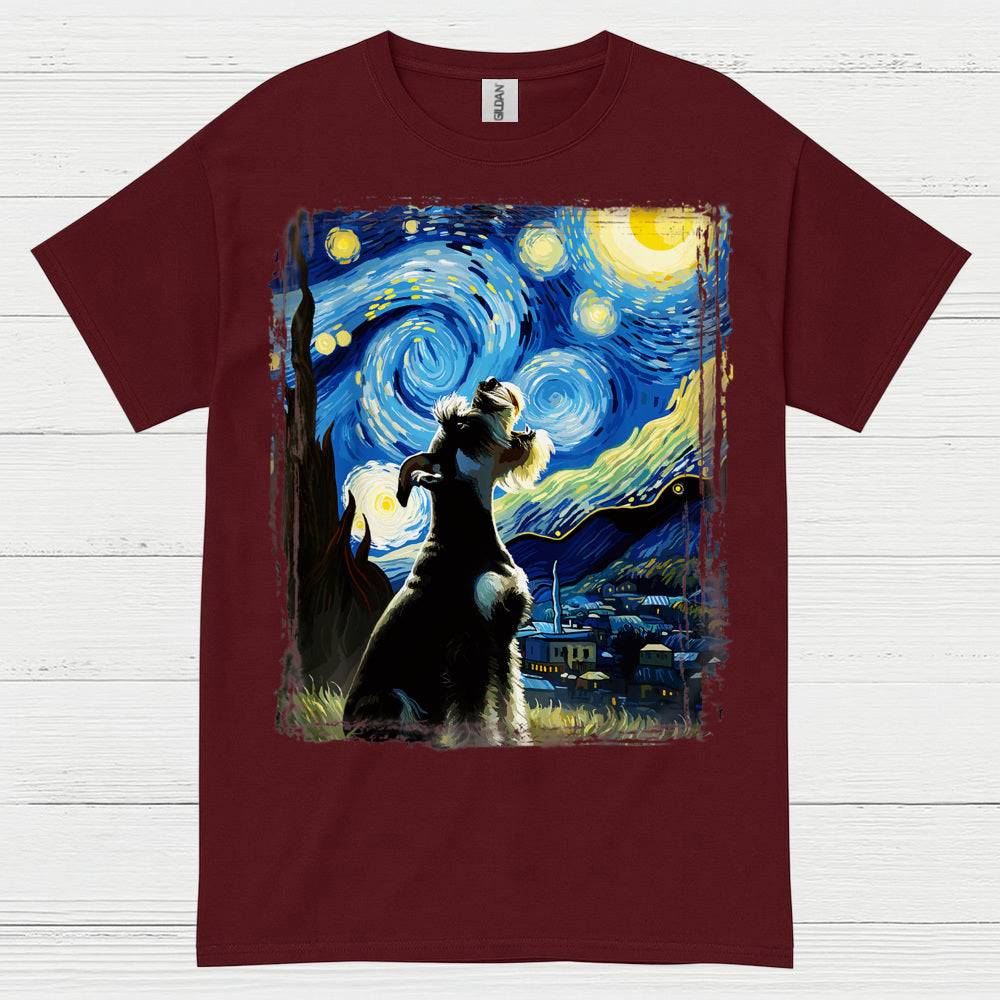 Starry Night Schnauzer Art Dog Lover T Shirt
