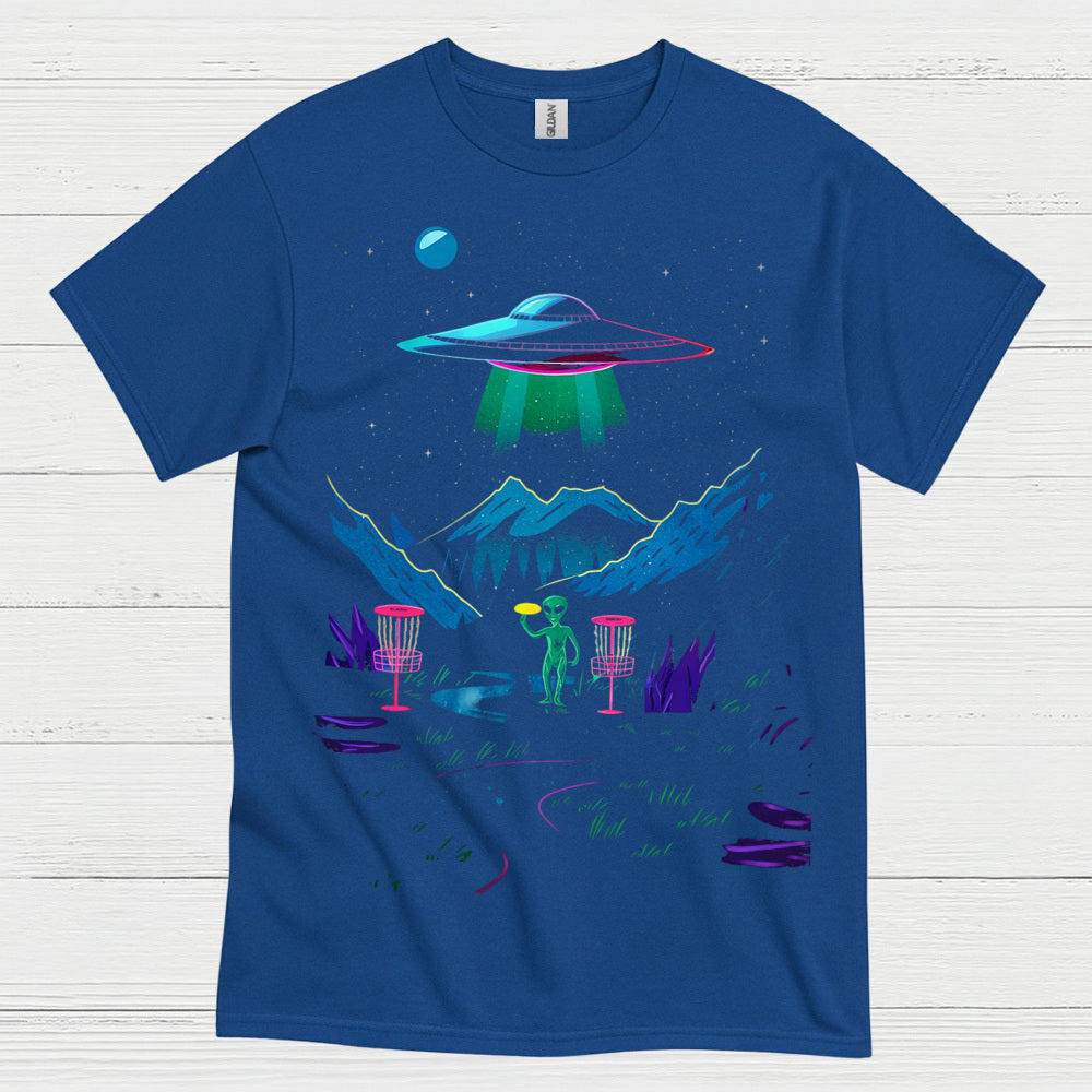 Alien Disc Golf Night Scene T Shirt