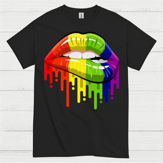 Rainbow Dripping Lips Pride T Shirt