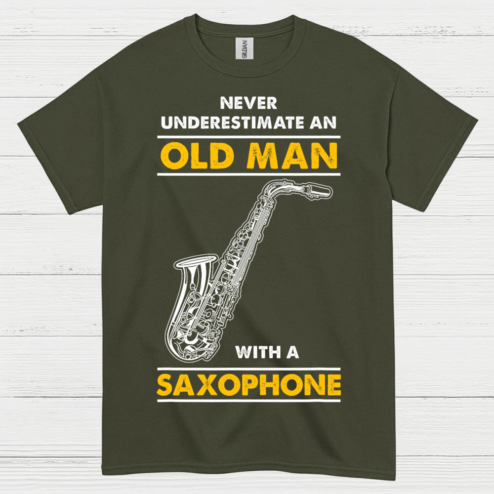 Never Underestimate An Old Man Saxophone T Shirt