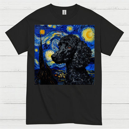 Elegant Poodle Starry Night Art T Shirt