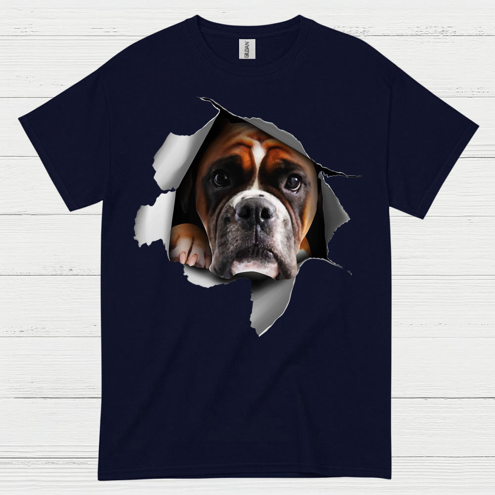 Peeking Boxer Dog T Shirt