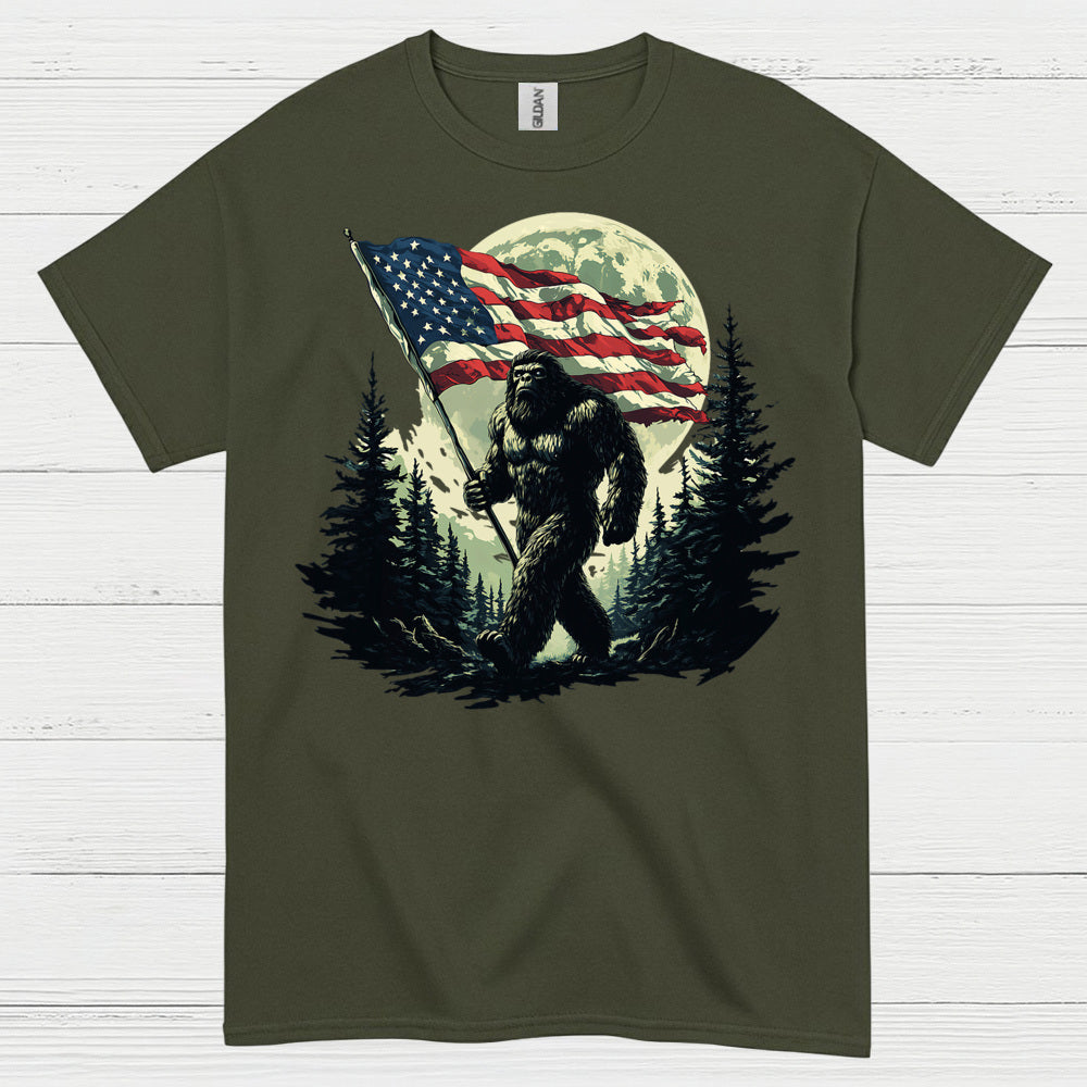 Freedom Walk American Flag Bigfoot T Shirt