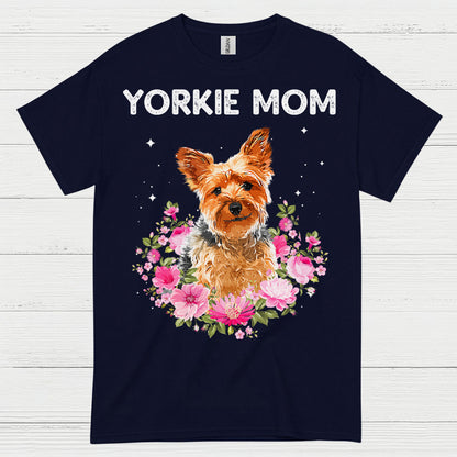 Yorkie Mom Floral Dog Lover T Shirt