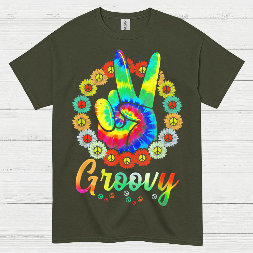Groovy Tie Dye Peace Sign T Shirt