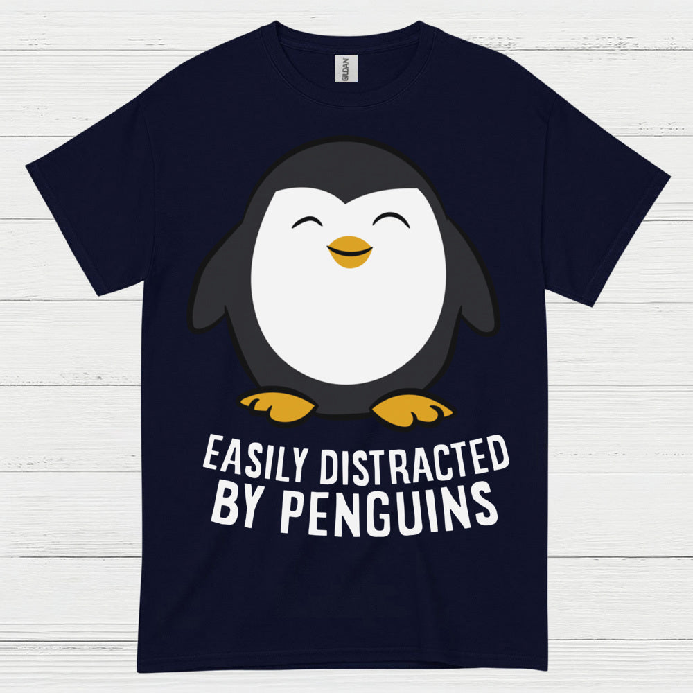 Easily Distracted By Penguins Funny T Shirt