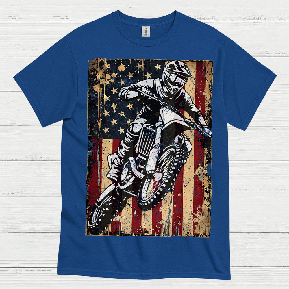 American Flag Motocross Rider Vintage T Shirt