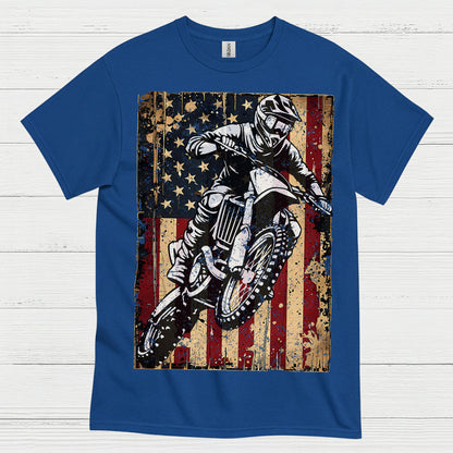 American Flag Motocross Rider Vintage T Shirt