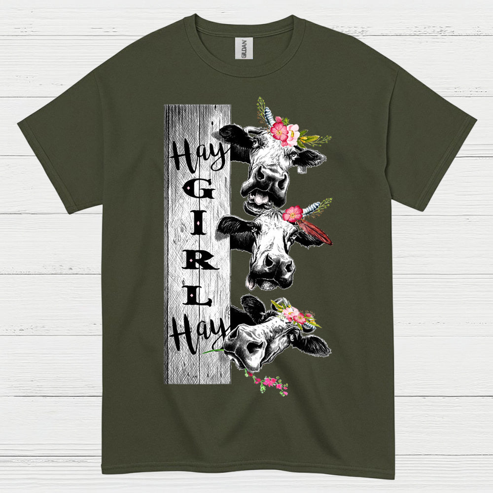 Hay Girl Hay Funny Cow T Shirt