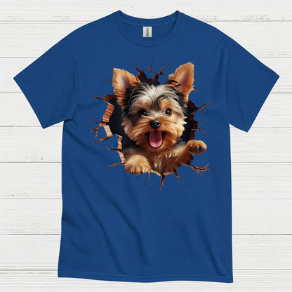 Cute 3D Yorkie Puppy Breakthrough T Shirt