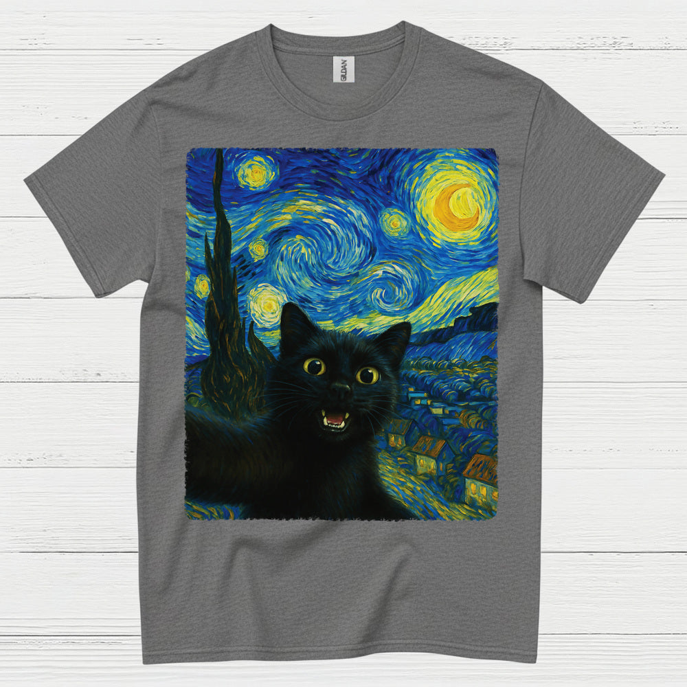Playful Black Cat Art T Shirt