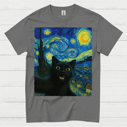 Playful Black Cat Art T Shirt