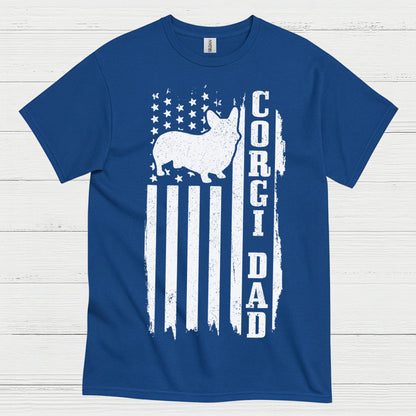 Corgi Dad American Flag T Shirt