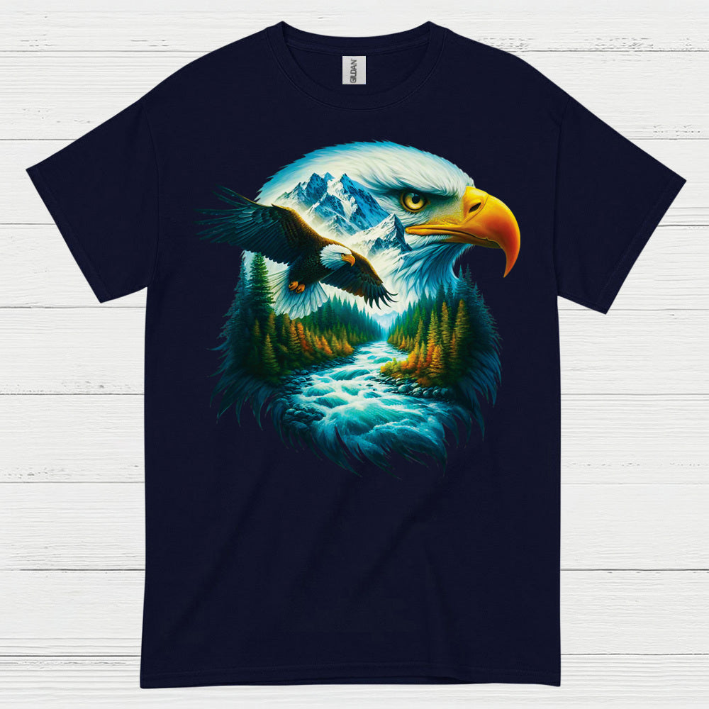 Majestic Bald Eagle Mountain River Wilderness T Shirt