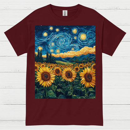 Sunflower Starry Night Art T Shirt