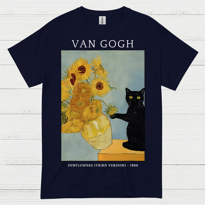 Van Gogh Sunflowers Cat Art T Shirt