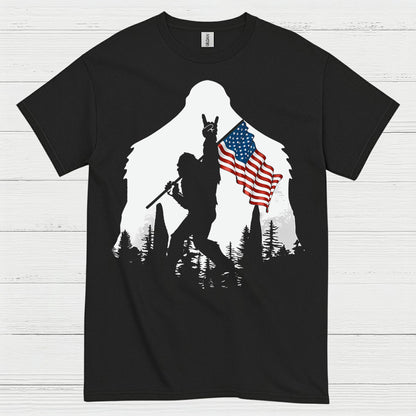 Patriotic Bigfoot American Flag T Shirt