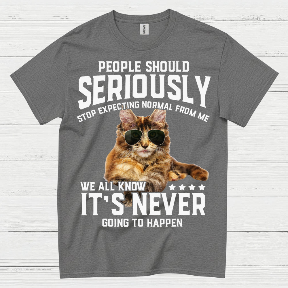 Stop Expecting Normal Cat Humor T Shirt