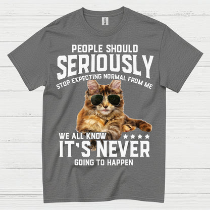 Stop Expecting Normal Cat Humor T Shirt