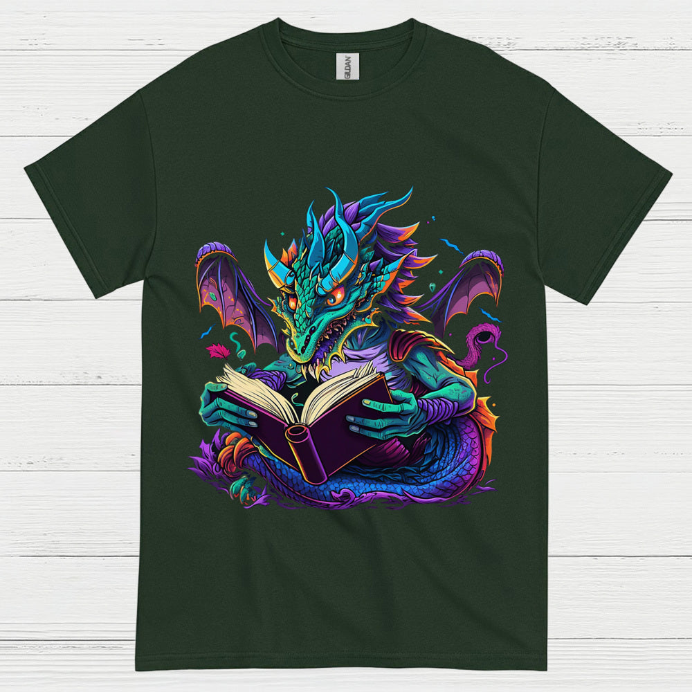 Reading Dragon Fantasy T Shirt