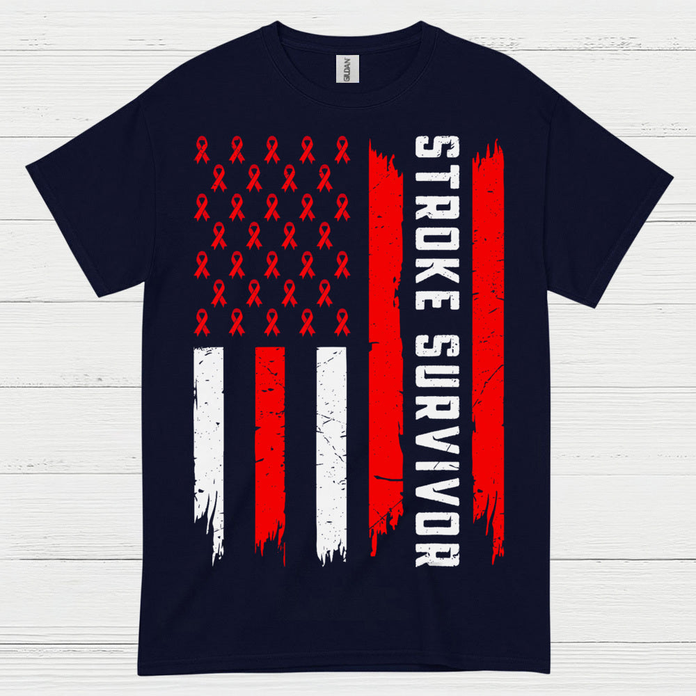Stroke Survivor Patriotic Awareness Flag T Shirt