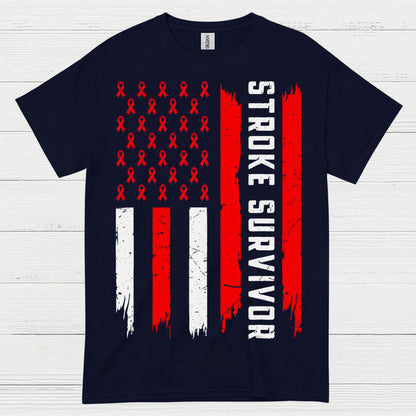 Stroke Survivor Patriotic Awareness Flag T Shirt