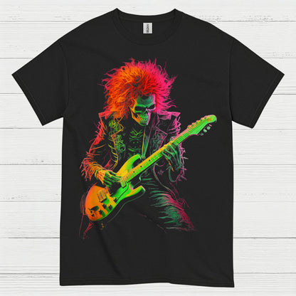 Neon Skeleton Guitarist Rock T Shirt