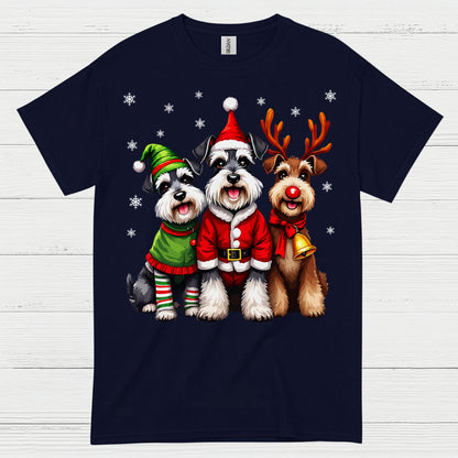 Cute Christmas Schnauzer Dog Family T Shirt
