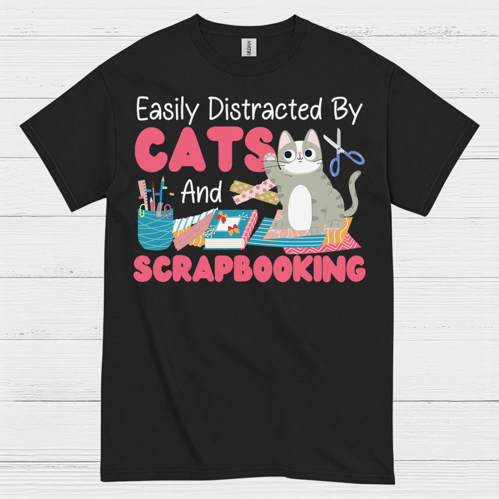 Easily Distracted By Cats And Scrapbooking T Shirt