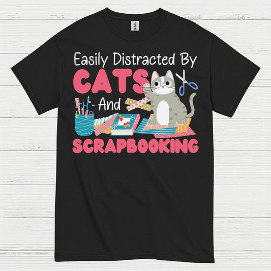 Easily Distracted By Cats And Scrapbooking T Shirt