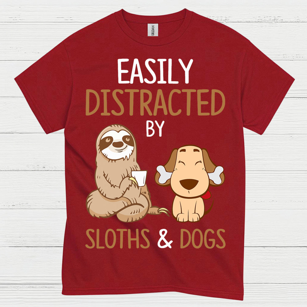 Easily Distracted Sloths And Dogs T Shirt