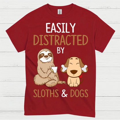 Easily Distracted Sloths And Dogs T Shirt