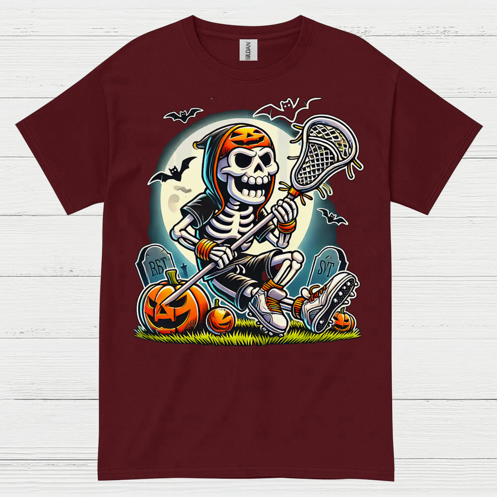 Halloween Skeleton Lacrosse Player T Shirt