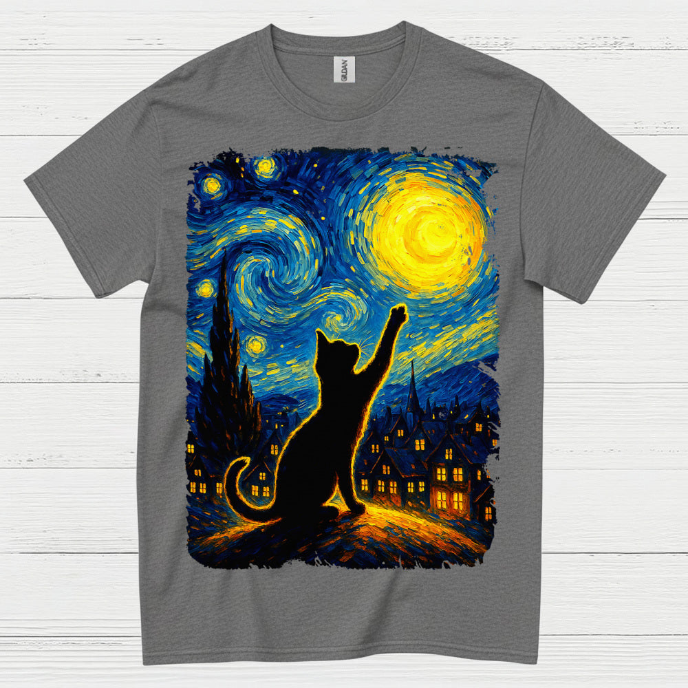 Dreamy Cat Night Art T Shirt