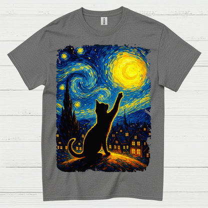 Dreamy Cat Night Art T Shirt