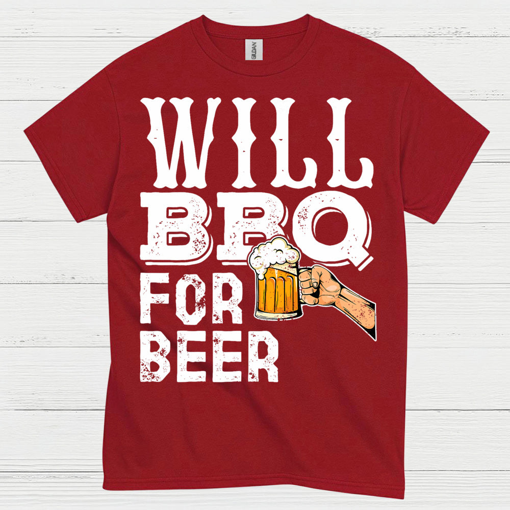 Will BBQ For Beer Funny Grill T Shirt