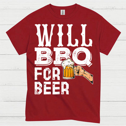 Will BBQ For Beer Funny Grill T Shirt
