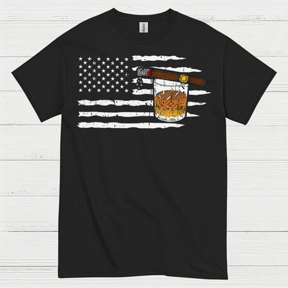 American Flag Whiskey And Cigar T Shirt