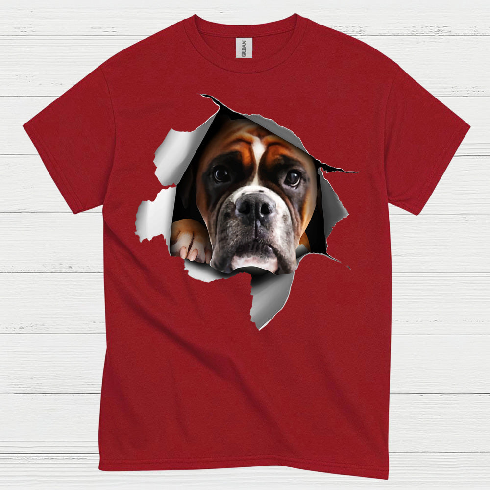 Peeking Boxer Dog T Shirt