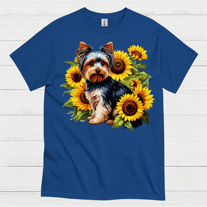 Cute Sunflower Yorkie Dog Lover T Shirt