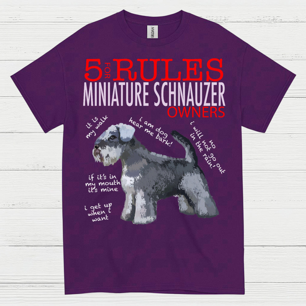 5 Rules for Miniature Schnauzer Owners Funny T Shirt