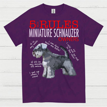 5 Rules for Miniature Schnauzer Owners Funny T Shirt