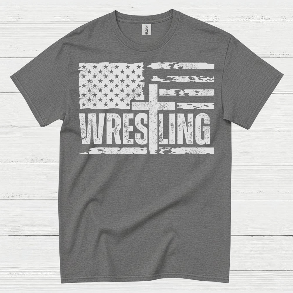Wrestling American Flag T Shirt