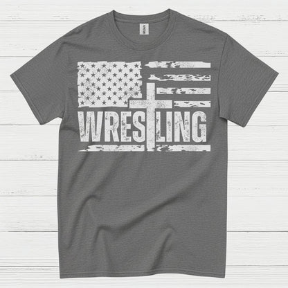 Wrestling American Flag T Shirt