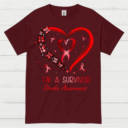 Proud Stroke Survivor Awareness Heart T Shirt