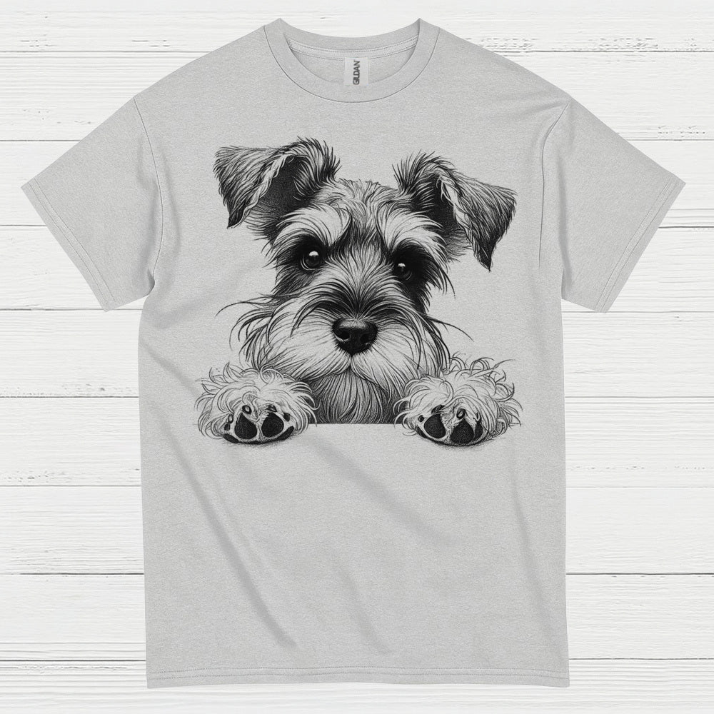 Cute Schnauzer Face Paw Art T Shirt