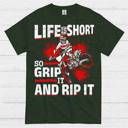 Life Is Short Grip It Rip It Motocross Rider T Shirt